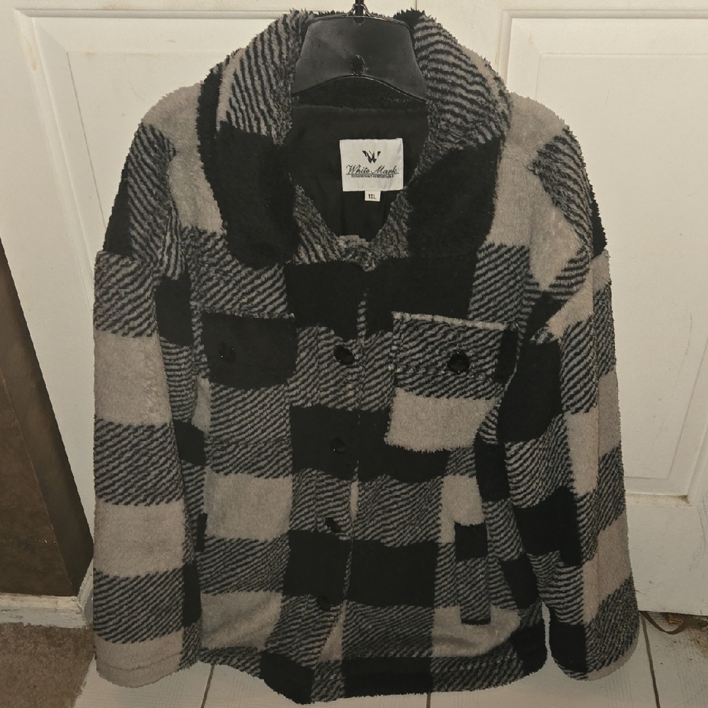 White Mark Black and Gray Checkered Jacket